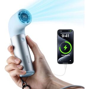 Epicka Portable Silver and Blue Handheld Fan-Phone Charger